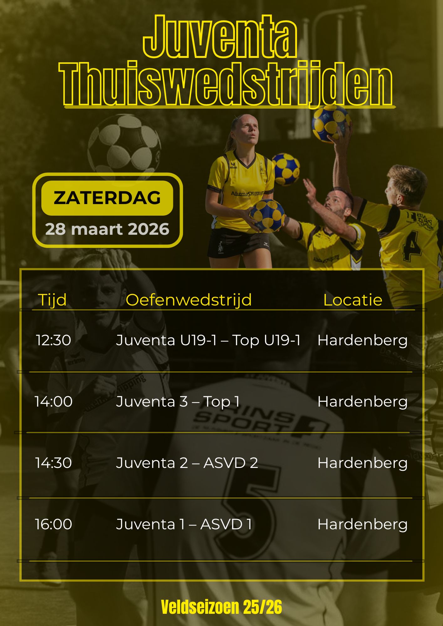 Oefenwedstrijden zaterdag 28 maart