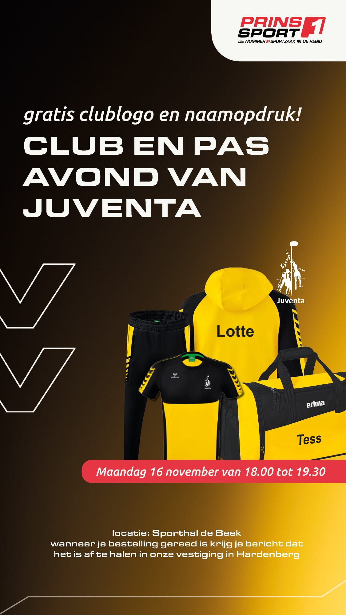 Logo en naam opdruk Prins sport